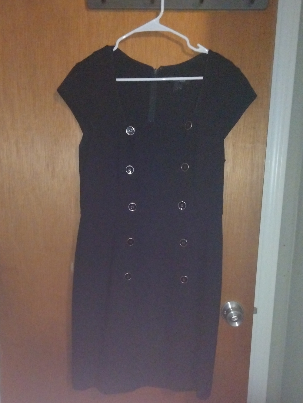 White House Black Market Black Double-Breasted Cap Sleeve Sheath Dress